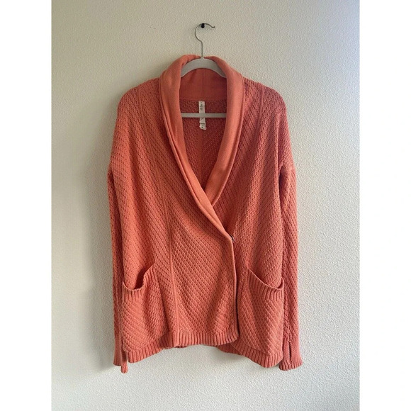 Lululemon Post Practice Cardi Knit Cardigan Coral Orange 6 - Picture 2 of 8
